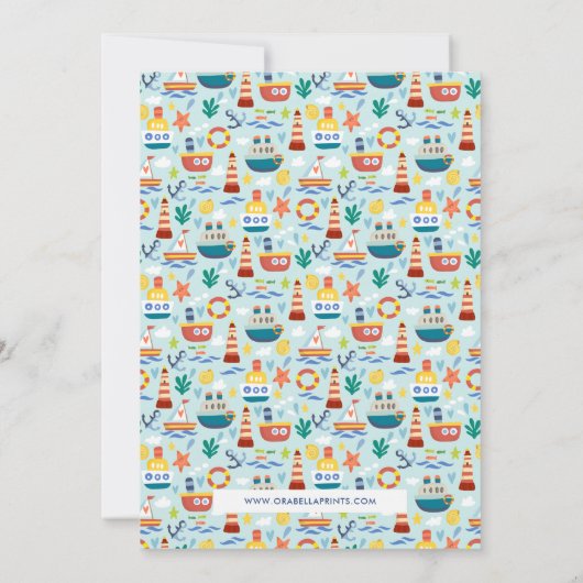 シー航海のン子供の誕生日パーティの招待状 招待状 (裏面)