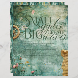 シー航海の海水中ティール（緑がかった色）スクラップブック紙