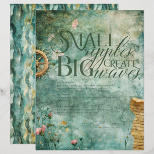 シー航海の海水中ティール（緑がかった色）スクラップブック紙