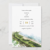 シー芸術的ビューコースタルランドスケープビーチ結婚式 招待状 (正面)