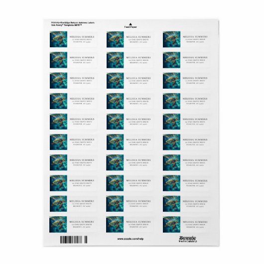 シー鮮やかタートルアート差出人住所 ラベル (フルシート)