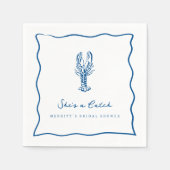 シー・イズ・ア・キャッチ | コースト・ロブスター・ブライダルシャワー スタンダードカクテルナプキン (正面)