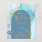 シー・グラス・ゴールドインク・アクアブルー結婚式の招待状（ LeahG  ） (正面)