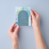 シー・グラス・ゴールドインク・アクアブルー結婚式の招待状( LeahG ) チラシ (手)