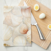 シー シェルズ クリーム サンド アイボリー ビーチ キッチンタオル (四つ折り)