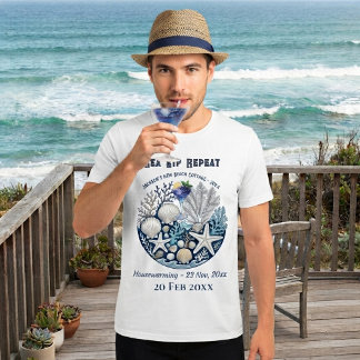シー・シップ・リピート ビーチコテージ カクテル シェル コーラル Tシャツ