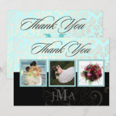 シー スプレイ + パール ダマスク、感謝カード、フラット サンキューカード (正面/裏面)