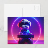 シー・ズーがピアノを弾く ポストカード (正面/裏面)