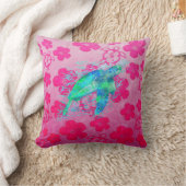 シー・タートル・アンド・ピンク・ホヌ クッション (ブランケット)