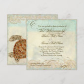 シー・タートル モダン・コースト オーシャン ビーチ スワールズ スタイル 招待状 (正面/裏面)