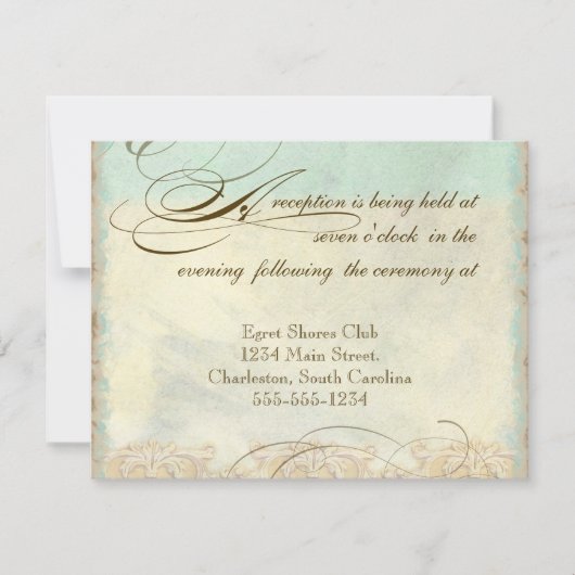 シー・タートル モダン・コースト オーシャン ビーチ スワールズ スタイル 招待状 (正面)