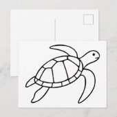 シー タートル ラインアート - ミニマリスト海洋動物 ポストカード (正面/裏面)