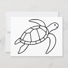 シー タートル ラインアート - ミニマリスト海洋動物 ポストカード
