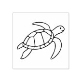 シー タートル ライン アート - ミニマリスト海洋動物 ラバースタンプ (インプリント)