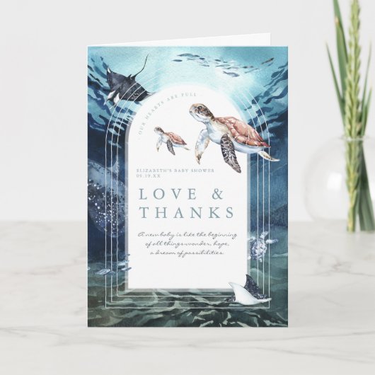 シー・ターミー・オーシャン | ベイビーシャワー サンクス サンキューカード (正面)