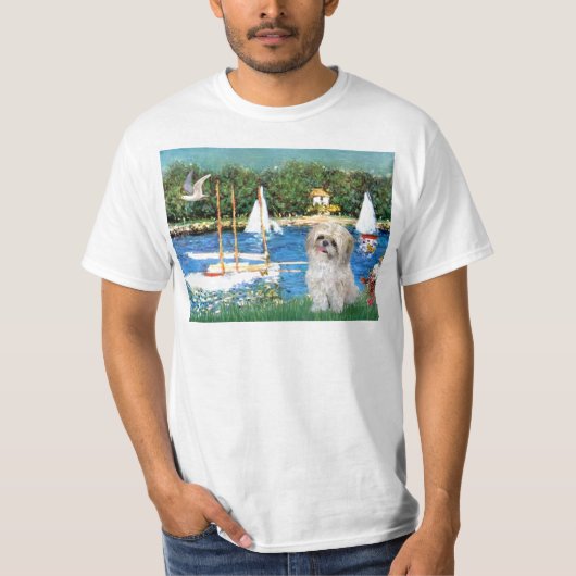 シー・ツー(プードル系小型犬)の帆船 Tシャツ (正面)
