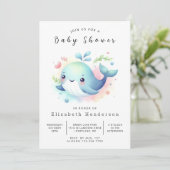 シー デジタル クジラ ベイビー シャワー 招待状 (スタンド正面)