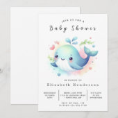 シー デジタル クジラ ベイビー シャワー 招待状 (正面/裏面)