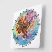 シー・ドラゴン スクエア壁時計 (傾斜)