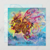 シー ドラゴン 青 紫 黒 黄色 招待状 (正面/裏面)