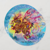 シー ドラゴン 青 紫 黒 黄 招待状 (正面/裏面)