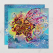 シー ドラゴン 青 紫 黒 黄 招待状 (正面/裏面)