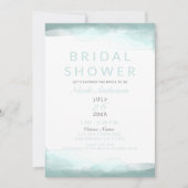 シー フォーム グリーン 水彩 モダン ブライダル シャワー 招待状 (正面)