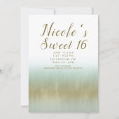 シー・フォーム・ゴールド・ホワイト・エレガント・ビーチ・スウィート16 招待状 (正面)