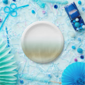 シー フォーム ゴールド ホワイト エレガント ビーチ モダン ウェディング ペーパープレート (パーティー)