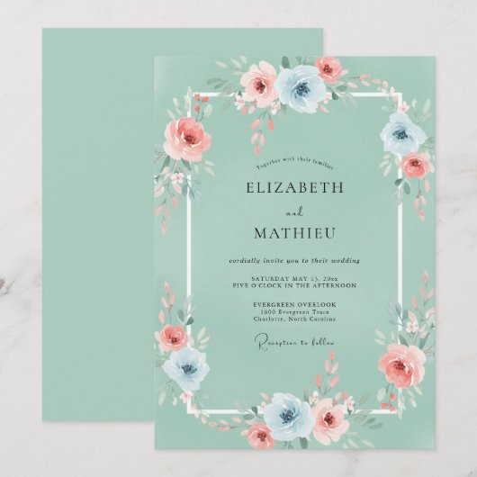 シー・フォーム・トランキル・ネイチャー・ウェディング 招待状 (正面/裏面)