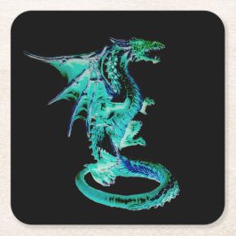 シー ブルー ドラゴン オーシャン ファンタジー 神話の生き物 スクエアペーパーコースター