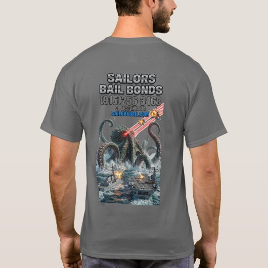 シー・モンスターVSアメリカ海軍Tシャツ Tシャツ (裏面)