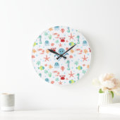 シー・ワールド風パターン ラージ壁時計 (ホーム)