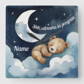 シー…眠るクマの夢 スクエア壁時計 (正面)