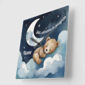 シー…眠るクマの夢 スクエア壁時計 (傾斜)