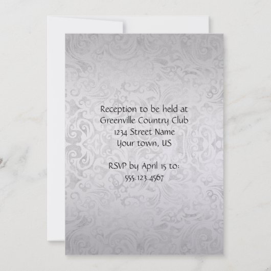 シ動揺してルバーダマスクパープルリボンボウ結婚ズ 招待状 (裏面)