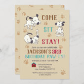 シ来ットステイ-ボーイズ·ドッグ·バースデー·パーティー·招待状 招待状 (正面/裏面)