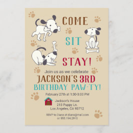 シ来ットステイ-ボーイズ·ドッグ·バースデー·パーティー·招待状 招待状