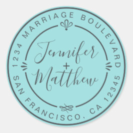 シ素朴ッ結婚ク差出人住所ターコイズ ラウンドシール