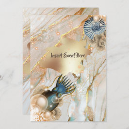 シ航海のェルイカ大理石金ゴールド水彩音 招待状