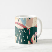 シ芸術的ームレスなパタ葉ーンと抽象芸術モ コーヒーマグカップ (正面右)