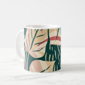 シ芸術的ームレスなパタ葉ーンと抽象芸術モ コーヒーマグカップ (正面左)