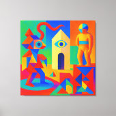 ジオメトリ脳汁とトラぺゾイド幻視 キャンバスプリント (正面)