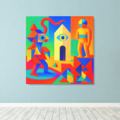 ジオメトリ脳汁とトラぺゾイド幻視 キャンバスプリント (インサイチュ (ウッドフロア))