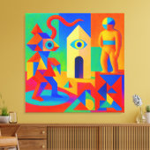 ジオメトリ脳汁とトラぺゾイド幻視 キャンバスプリント (インサイチュ (リビング))