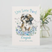 シ Shih Tzuの犬の里親募集、待ちに待ったお迎えの日 カード (スタンド正面)