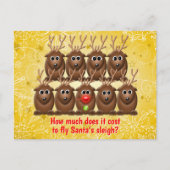 ジおもしろいョークソレーサンタのトナカイのクリスマスクリスマス シーズンポストカード (正面)