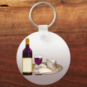 ジイワインボトルラベル、ワイングラス、チーズパーソナル キーホルダー (正面)