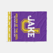 ジェイク名スポーツモノグラムパープル金ゴールド フリースブランケット (正面(横))