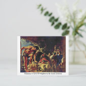 ジェイコブ・ジョルダンのポリヘムスの洞窟のオデュッセウス ポストカード (スタンド正面)